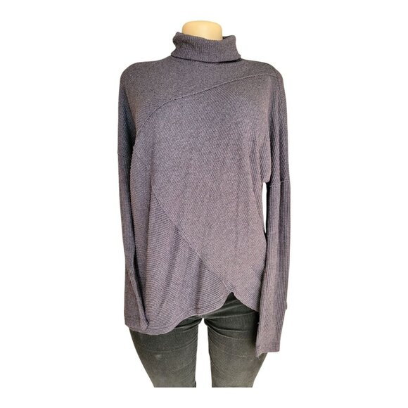 H By Bordeaux Purple Ribbed Turtleneck Long Sleeve Sweater Womens M - Picture 1 of 5